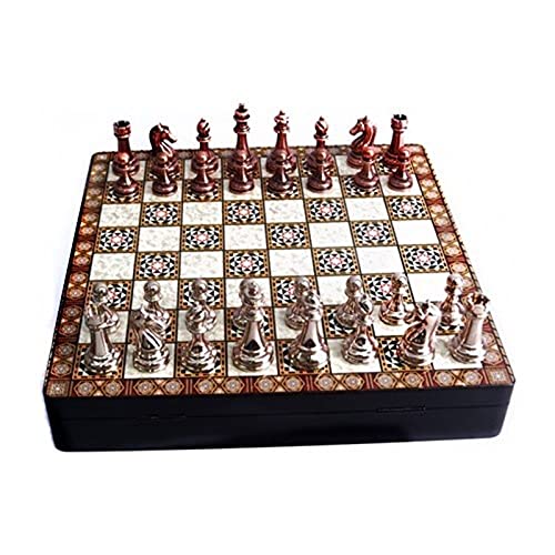 International Chess Luxury Metal Chess Set First Class Chrome Plated Coffer 35 × 35 cmInternational Chess Pieces von DGFGNHGJNHWTKJM