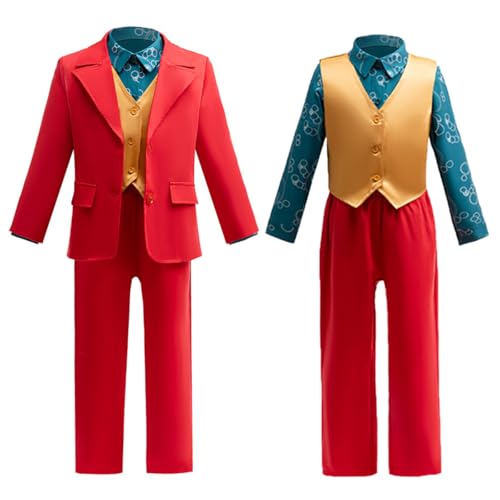 DGMYFY 2024 Clown Kostüm Kinder Horror Clown Film Joaquin Cosplay Kostüm Junge Clown Rot Anzug Kind Motto-Party Karneval Halloween Clown Jacke Uniform von DGMYFY