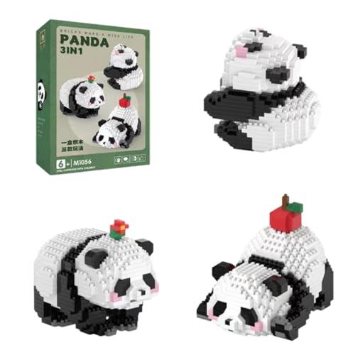 DGTSYAL 3 In1 Panda Bausteine Set Mini Bausteine Set Niedlich Bricks Tier Building Block Set Panda Spielzeug Bricks Tiere Figuren 940 Stücke Baustein für Erwachsene Kinder ab 9+ Jahre von DGTSYAL