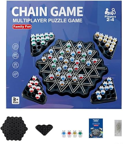 DGTSYAL Klassisches Strategie-Steckbrettspiel Triggle Spiel Gummibänder Ketten Dreieck Spiel Chain Triangle Board Game Lehrreiches Ketten-Dreieck-Schachspiel für Jungen Mädchen Erwachsene von DGTSYAL