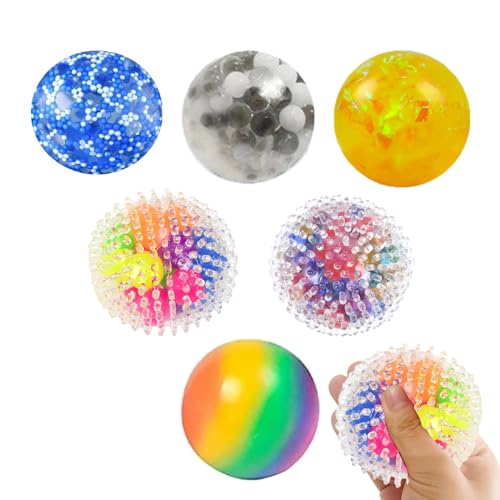 DGUSO 6 Stück Stressball, Anti Stress Bälle, Stressball Kinder, Stressbälle Regenbogen Antistressball Kinder für Kinder und Erwachsene, Sich zu Konzentrieren, Stress Abzubauen von DGUSO