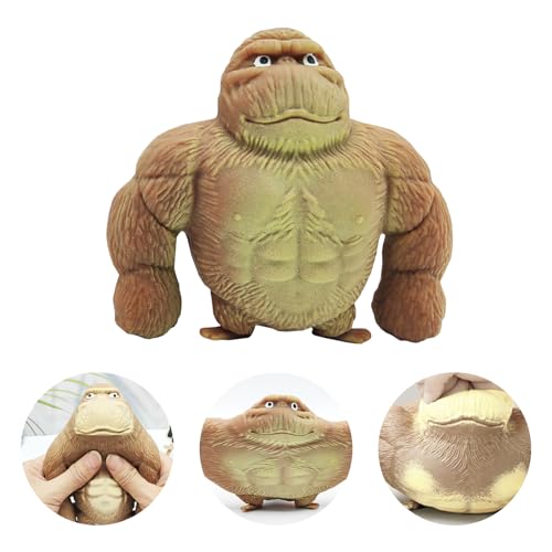 DGUSO Gorilla Spielzeug, Anti Stress AFFE Monkey Toy, Gummi AFFE Stretch von Monkey Kong, Stretch Gorilla Stress Gorilla für Erwachsene Kinder Zuhause Schule(Braun,10*10cm) von DGUSO