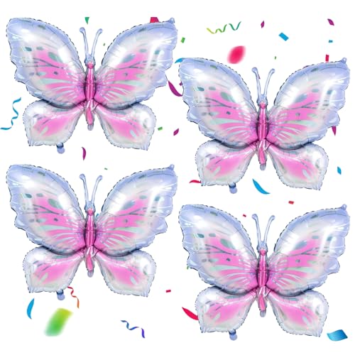 Schmetterling Luftballon,4 Stück Schmetterling Ballon,Folienballon Schmetterling,für Mädchen Schmetterling Party,Kinder Geburtstag Deko,Hochzeit,Gartenparty,Eis-Lila von DGUSO