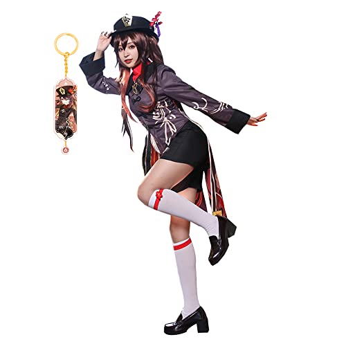 DGXWRG Genshin Impact Cosplay Kostüm Hutao Cosplay Anime Game Kostüm und niedlicher Schlüsselanhänger Genshin Cosplay für Frauen von DGXWRG