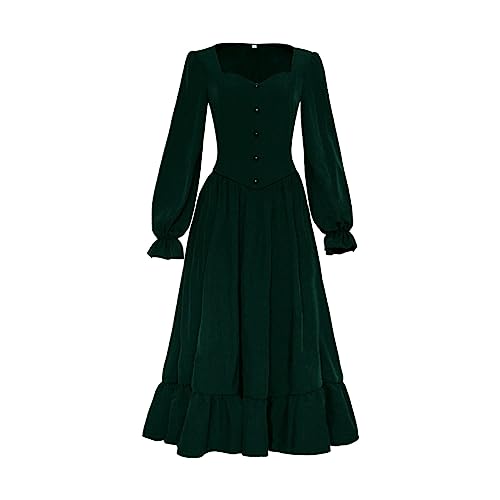 DGZTWLL Mittelalterliches Renaissance-Feenkostüm für Damen, Halloween, Maskerade-Kleid, Steampunk-Maxikleid, Übergröße, Gothic-Hexenkleid von DGZTWLL