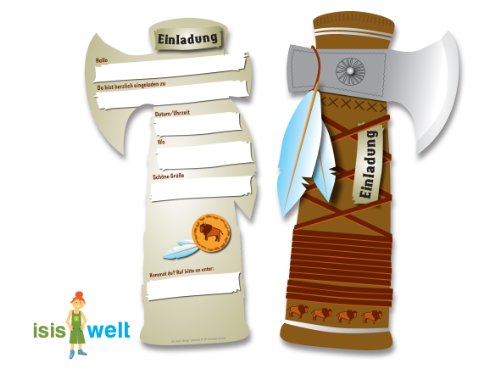 Einladungskarten "Indianer-Tomahawk" 6er Pack Einladungskarten "Indianer-Tomahawk" 6er Pack von DH-Konzept