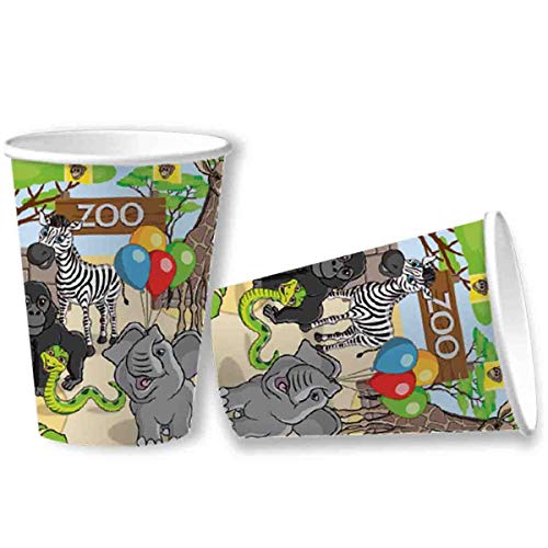 DH-Konzept: 8 Becher * Zoo & ZOOTIERE * für Kindergeburtstag und Mottoparty | Kinder Pappbecher Partybecher Tiere Party Set von DH-Konzept