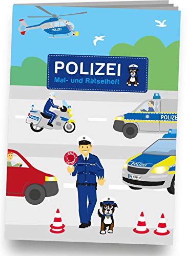 Mal- und Rätselheft POLIZEI mit 12 Seiten in DIN A6 perfekt als Mitgebsel oder Geschenk // Malbuch Malen Malblock Kinde von DH-Konzept