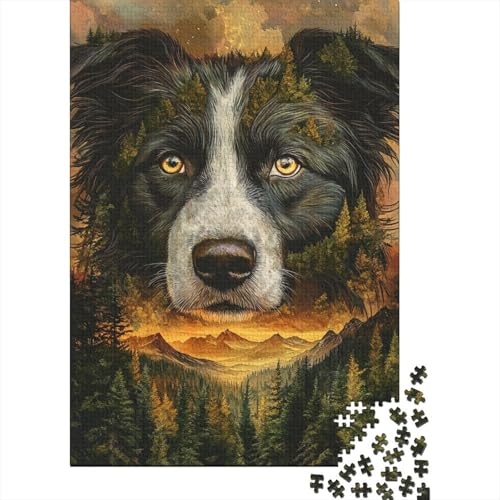 Border Collie 1000 Stück Puzzles Für Erwachsene Stress Abbauen Familien-Puzzlespiel 1000-teiliges Puzzle Lernspiel Spielzeug Geschenk Puzzel 1000pcs (75x50cm) von DHBANEIOK