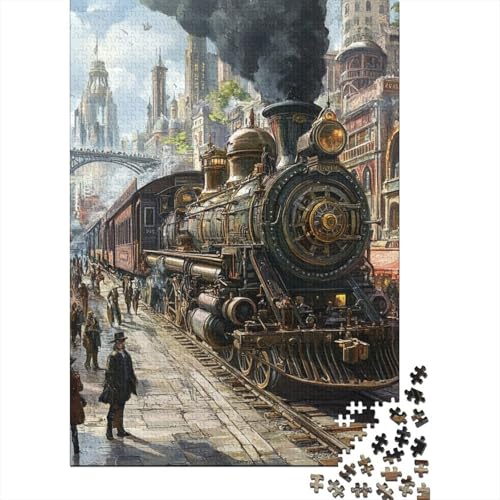 Dampfzug 1000 Stück Puzzles Für Erwachsene Stress Abbauen Familien-Puzzlespiel 1000-teiliges Puzzle Lernspiel Spielzeug Geschenk Puzzel 1000pcs (75x50cm) von DHBANEIOK