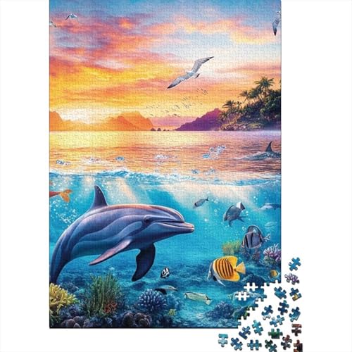 Delphin 1000 Stück Puzzles Für Erwachsene Stress Abbauen Familien-Puzzlespiel Mit Poster in 1000- Puzzle Lernspiel Spielzeug Geschenk Puzzel 1000pcs (75x50cm) von DHBANEIOK