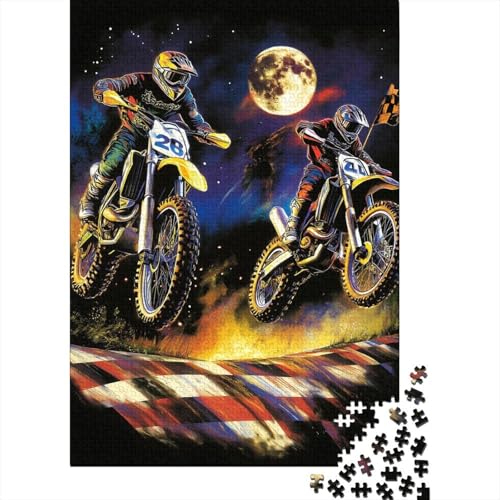 Dirt Bike 1000 Stück Puzzles Für Erwachsene Stress Abbauen Familien-Puzzlespiel Mit Poster in 1000- Puzzle Lernspiel Spielzeug Geschenk Puzzel 1000pcs (75x50cm) von DHBANEIOK