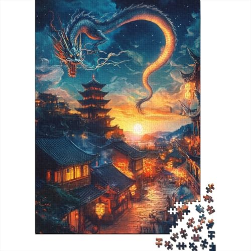 Drache 1000 Stück Puzzles Für Erwachsene Stress Abbauen Familien-Puzzlespiel Mit Poster in 1000- Puzzle Lernspiel Spielzeug Geschenk Puzzel 1000pcs (75x50cm) von DHBANEIOK