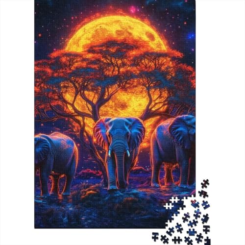 Elefant 1000 Stück Puzzles Für Erwachsene Stress Abbauen Familien-Puzzlespiel 1000-teiliges Puzzle Lernspiel Spielzeug Geschenk Puzzel 1000pcs (75x50cm) von DHBANEIOK