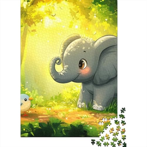 Elefant 1000 Stück Puzzles Für Erwachsene Stress Abbauen Familien-Puzzlespiel Mit Poster in 1000- Puzzle Lernspiel Spielzeug Geschenk Puzzel 1000pcs (75x50cm) von DHBANEIOK