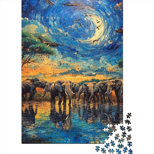 Elefant 1000 Stück Puzzles Für Erwachsene Stress Abbauen Familien-Puzzlespiel Mit Poster in 1000- Puzzle Lernspiel Spielzeug Geschenk Puzzel 1000pcs (75x50cm) von DHBANEIOK