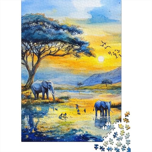 Elefant 1000 Stück Puzzles Für Erwachsene Stress Abbauen Familien-Puzzlespiel Mit Poster in 1000- Puzzle Lernspiel Spielzeug Geschenk Puzzel 1000pcs (75x50cm) von DHBANEIOK