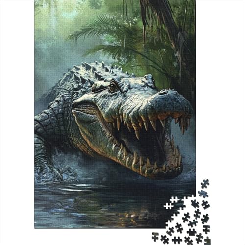 Krokodil 1000 Stück Puzzles Für Erwachsene Stress Abbauen Familien-Puzzlespiel Mit Poster in 1000- Puzzle Lernspiel Spielzeug Geschenk Puzzel 1000pcs (75x50cm) von DHBANEIOK