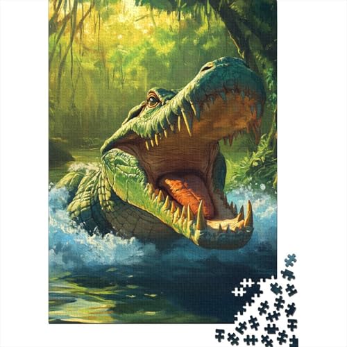 Krokodil 1000 Stück Puzzles Für Erwachsene Stress Abbauen Familien-Puzzlespiel Mit Poster in 1000- Puzzle Lernspiel Spielzeug Geschenk Puzzel 1000pcs (75x50cm) von DHBANEIOK