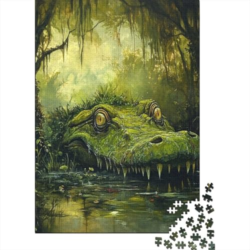 Krokodil 1000 Stück Puzzles Für Erwachsene Stress Abbauen Familien-Puzzlespiel Mit Poster in 1000- Puzzle Lernspiel Spielzeug Geschenk Puzzel 1000pcs (75x50cm) von DHBANEIOK