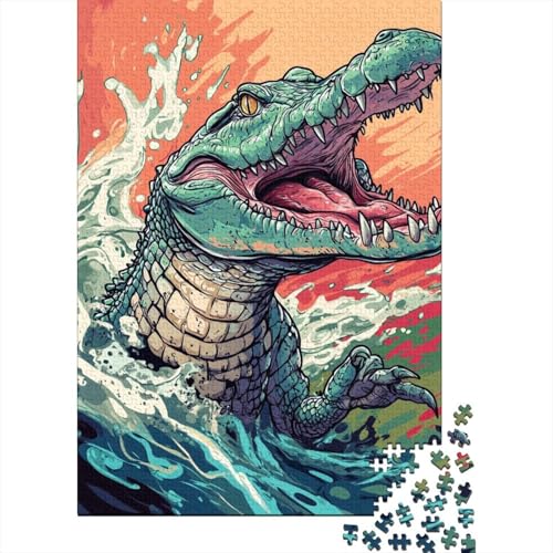 Krokodil Puzzle 1000 Teile,für Erwachsene, Impossible Puzzle,farbenfrohes Legespiel,Geschicklichkeitsspiel Für Die Ganze Familie,Erwachsenenpuzzle Puzzel 1000pcs (75x50cm) von DHBANEIOK