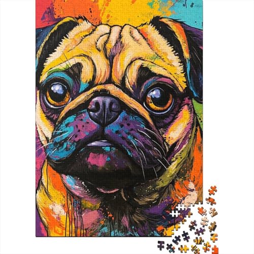 Mops 1000 Stück Puzzles Für Erwachsene Stress Abbauen Familien-Puzzlespiel Mit Poster in 1000- Puzzle Lernspiel Spielzeug Geschenk Puzzel 1000pcs (75x50cm) von DHBANEIOK