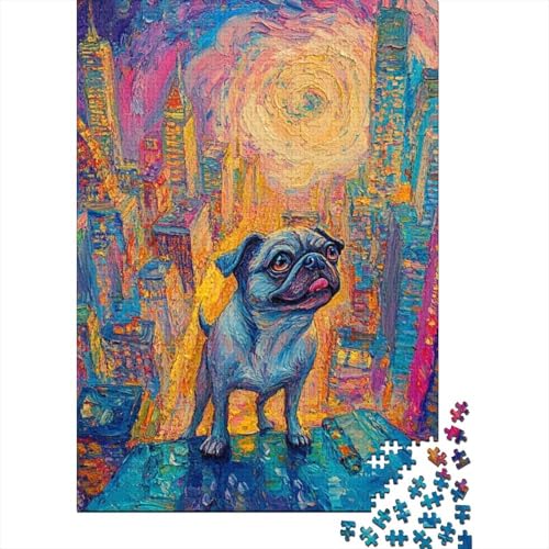 Mops Puzzle 1000 Teile,Puzzle Für Erwachsene, Impossible Puzzle,Puzzle Farbenfrohes Legespiel,Geschicklichkeitsspiel Für Die Ganze Familie Puzzel 1000pcs (75x50cm) von DHBANEIOK