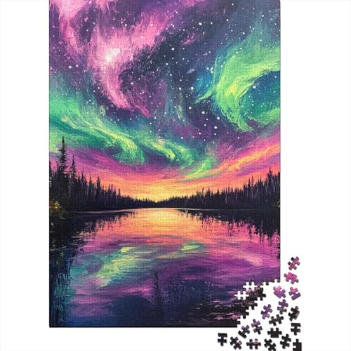 Nordlichter 1000 Stück Puzzles Für Erwachsene Stress Abbauen Familien-Puzzlespiel 1000-teiliges Puzzle Lernspiel Spielzeug Geschenk Puzzel 1000pcs (75x50cm) von DHBANEIOK