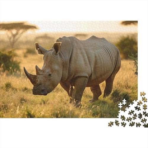 Rhinoceros Puzzlespiel 1000 Teile Erwachsene -Puzzle 1000 Stück Spiel Puzzles Für Erwachsene Kinder Puzzle Erwachsenen Puzzlespiel Puzzel 1000pcs (75x50cm) von DHBANEIOK