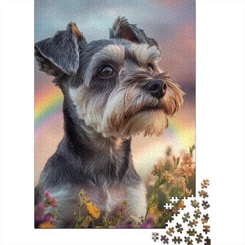 Schnauzer 1000 Stück Puzzles Für Erwachsene Stress Abbauen Familien-Puzzlespiel 1000-teiliges Puzzle Lernspiel Spielzeug Geschenk Puzzel 1000pcs (75x50cm) von DHBANEIOK