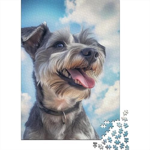 Schnauzer Puzzle 1000 Teile,für Erwachsene, Impossible Puzzle,farbenfrohes Legespiel,Geschicklichkeitsspiel Für Die Ganze Familie,Erwachsenenpuzzle Puzzel 1000pcs (75x50cm) von DHBANEIOK