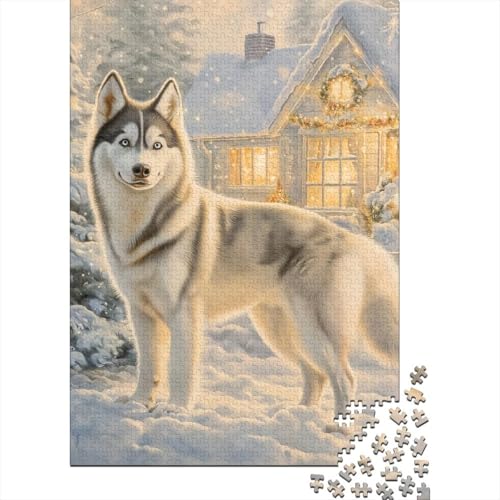 Sibirischer Husky Puzzle 1000 Teile,für Erwachsene, Impossible Puzzle,farbenfrohes Legespiel,Geschicklichkeitsspiel Für Die Ganze Familie,Erwachsenenpuzzle Puzzel 1000pcs (75x50cm) von DHBANEIOK