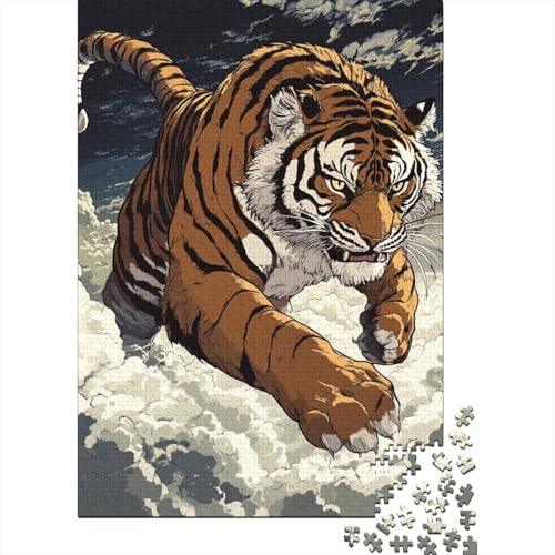 Tiger 1000 Stück Puzzles Für Erwachsene Stress Abbauen Familien-Puzzlespiel Mit Poster in 1000- Puzzle Lernspiel Spielzeug Geschenk Puzzel 1000pcs (75x50cm) von DHBANEIOK