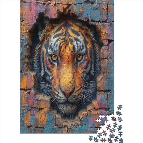 Tiger Puzzle 1000 Teile,Puzzle Für Erwachsene, Impossible Puzzle,Puzzle Farbenfrohes Legespiel,GesKükenlichkeitsspiel Für Die Ganze Familie Puzzel 1000pcs (75x50cm) von DHBANEIOK