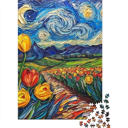 Tulpe 1000 Stück Puzzles Für Erwachsene Stress Abbauen Familien-Puzzlespiel Mit Poster in 1000- Puzzle Lernspiel Spielzeug Geschenk Puzzel 1000pcs (75x50cm) von DHBANEIOK