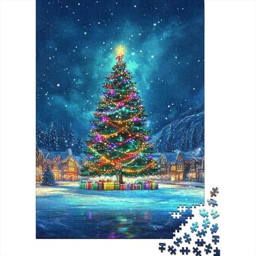 Weihnachtsbaum 1000 Stück Puzzles Für Erwachsene Stress Abbauen Familien-Puzzlespiel 1000-teiliges Puzzle Lernspiel Spielzeug Geschenk Puzzel 1000pcs (75x50cm) von DHBANEIOK