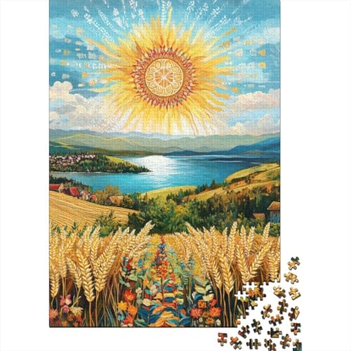 Weizenfeld 1000 Stück Puzzles Für Erwachsene Stress Abbauen Familien-Puzzlespiel 1000-teiliges Puzzle Lernspiel Spielzeug Geschenk Puzzel 1000pcs (75x50cm) von DHBANEIOK