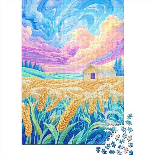 Weizenfeld 1000 Stück Puzzles Für Erwachsene Stress Abbauen Familien-Puzzlespiel Mit Poster in 1000- Puzzle Lernspiel Spielzeug Geschenk Puzzel 1000pcs (75x50cm) von DHBANEIOK