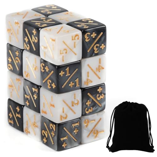 DHDHCPZZ 24 Stück Würfel, Würfel Zähler mit Aufbewahrungsbeuteln Kartenspiel Zubehör Würfel Cube Loyalität Würfel Kompatibel mit MTG 2 Farben D6 Würfel Set Cube Loyalität Würfel Kompatibe von DHDHCPZZ