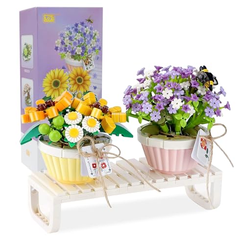 Bonsai Blumen Building Blocks Set-2 künstliche Blumensträuße mit Klemmmodulen, elegante Heimdekoration aus der botanischen Kollektion, Valentinstagsgeschenk (Sunflower) von DHINCHANSAIB