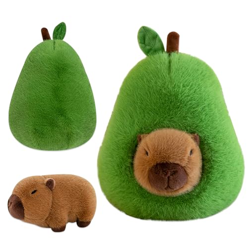 DHINCHANSAIB Capybara Kuscheltier, 35cm Avocado Capybara Plüschtier, Niedlichen Capybara Plushies, Abnehmbar Plüschtier 2 In1, Kuscheltier Capybara, Avocado-Capybara, für Home Deko Kinder Geschenke von DHINCHANSAIB