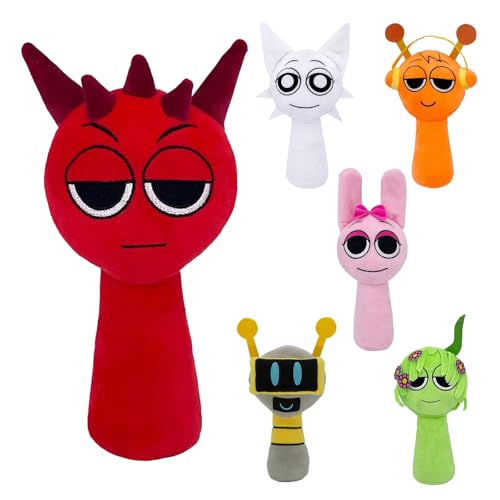 DHINCHANSAIB Sprunki Plush Plüschtier Sprunky Wenda und Grau, 10 Zoll, weich und lustig, Plüschspielzeug für Geburtstage von Fans und Freunden (Rot) von DHINCHANSAIB