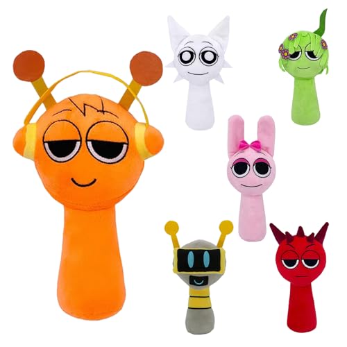 DHINCHANSAIB Sprunki Plush – Sprunky Wenda und Grau, 10 Zoll, weiches und lustiges Plüschspielzeug für Geburtstage von Fans und Freunden (Orange) von DHINCHANSAIB