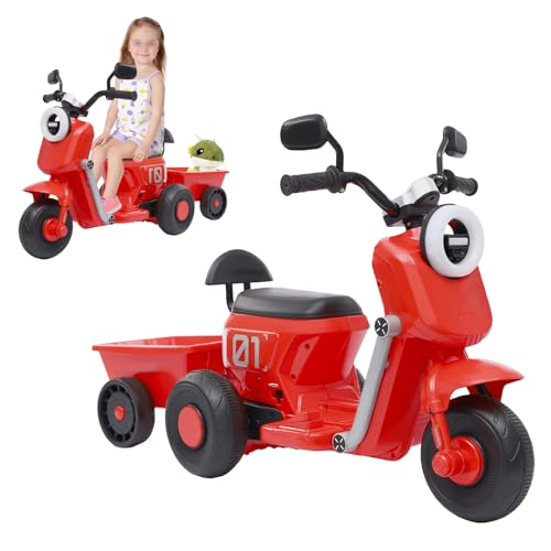 Elektro Motorrad, Elektromotorrad für Kinder mit Griff und Rückenlehne, Kindermotorrad Elektrisch mit Erweiterte Korb für Kinder ab 3 Jahre, BIS 50kg, 70 x 113 x 80 cm (Grün) von DHQCQL