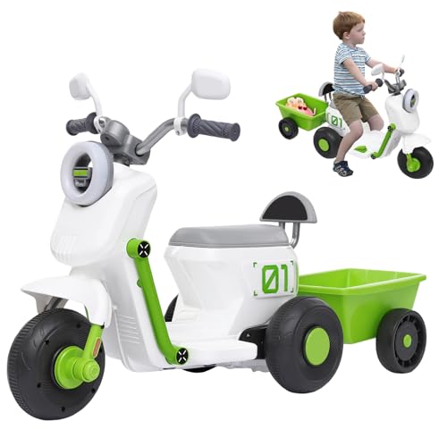 Elektro Motorrad, Elektromotorrad für Kinder mit Griff und Rückenlehne, Kindermotorrad Elektrisch mit Erweiterte Korb für Kinder ab 3 Jahre, BIS 50kg, 70 x 113 x 80 cm (Rot) von DHQCQL