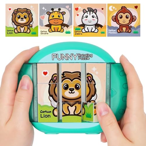 3D Puzzle Kinder, Drehbares 3D Puzzle für Kinder, 4 in 1 Puzzles, Spielzeug für Reise, Flugzeug, Geschenk für Kinder 3-6 Jahren (Tiere) von DHRUTI