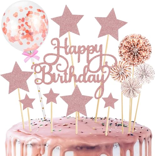 48 Stück Rosa Cupcake Topper, Cartoon Tortendeko Geburtstag, Cartoon Kuchen Deko, Kinder Geburtstag Party Kuchen Dekoration Supplies für Geburtstagsfeier, Babyparty von DHRUTI