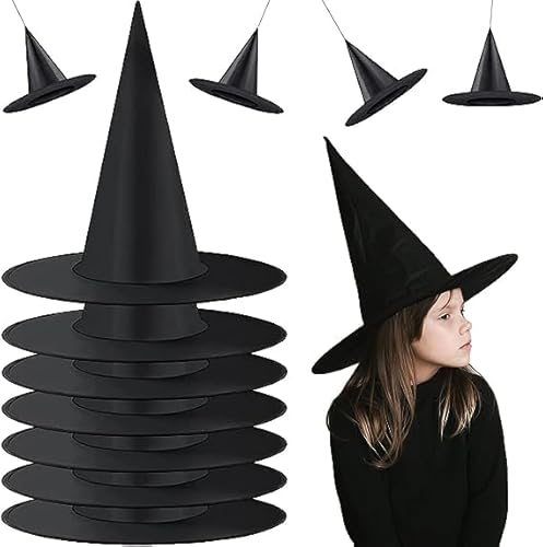 DHRUTI 8 Pcs Halloween Hexenhut Schwarz Halloween Party Hüte Hexenkostüm Zubehör für Halloween Kostüm Cosplay Party Karnevals von DHRUTI