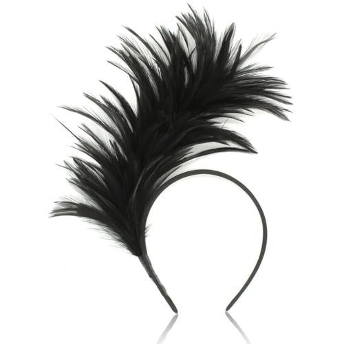 Schwarze Federn Stirnband,20er Jahre Haarschmuck Damen Feder Haarschmuck,Feder Haarreif Cosplay Kostüm Accessoires Karneval Party Kopfschmuck für Ostertag Hochzeit Party (Schwarz) von DHRUTI