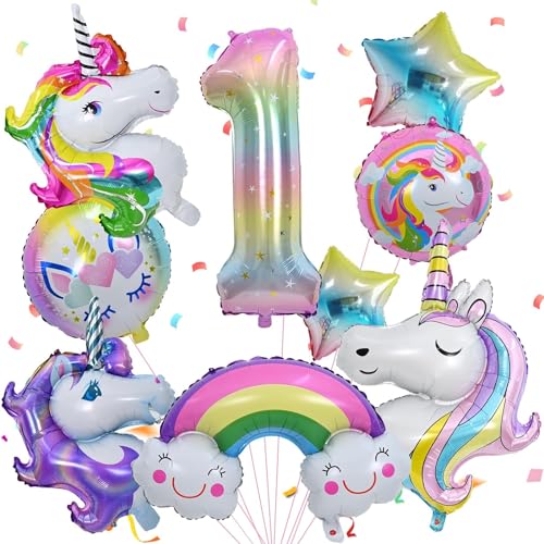 Einhorn Geburtstagsdeko 1 Jahre,Einhorn Luftballons Geburtstag Rosa,Einhorn Folienballon Geburtstag Deko Mädchen 1 Jahre,Einhorn Thema Party Deko Ballons für Kindergeburtstag Deko Mädchen von DHRUTI